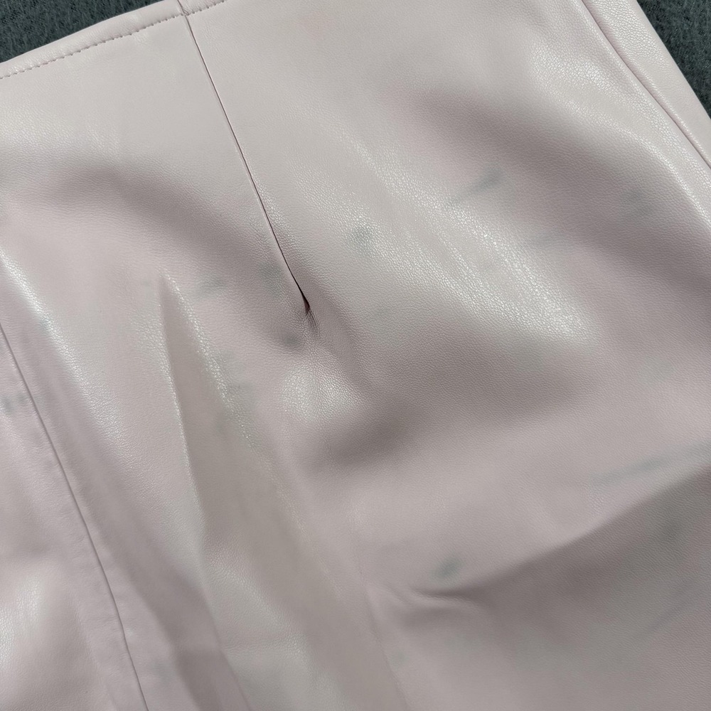 L'AGENCE Skirt Womens 4 Pink Vegan Leather Button Front Pockets Lined Mini - Picture 12 of 12